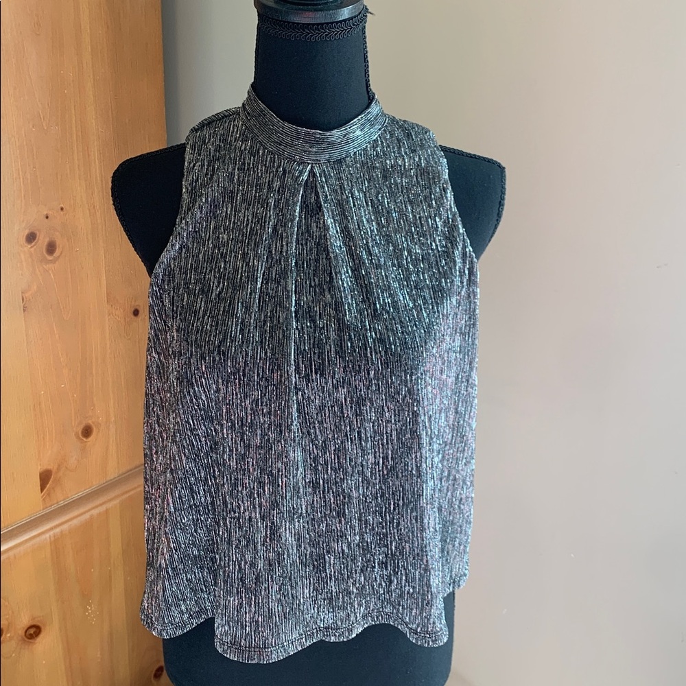 🌹love, Fire • Vintage Shimmering Silver Dressy Metallic & Black Blouse
